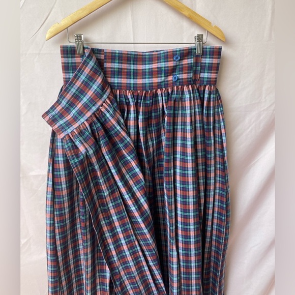 Vintage Benetton High Waist Plaid Wrap Full Skirt Made in Italy Size Medium - Picture 9 of 15